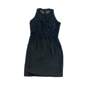 Vintage Ed Women's Young Hand Beaded Classic Black Dress - Medium